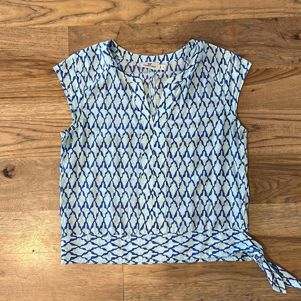 Vineyard Vines Lattice Print Side Tie Top
